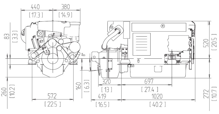 schemas installation dimensions moteur D6-370 Volvo Penta